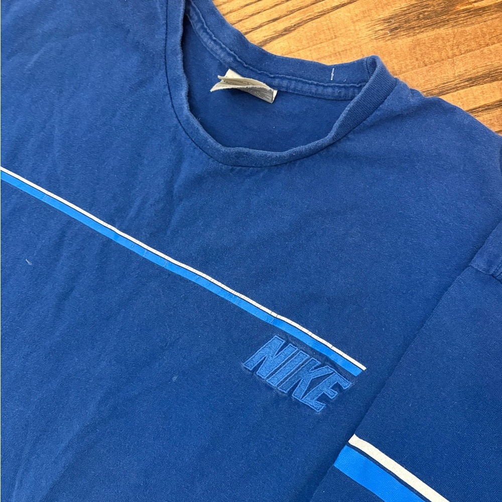 Vintage‎ Y2K Nike Striped Stitched Spell Out T-Shirt Size XL